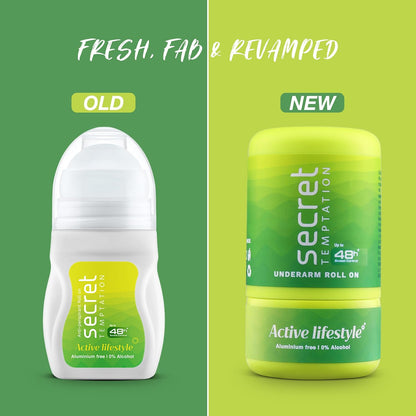 Secret Temptation Active Lifestyle Roll-On for Women|Aluminium Free|Antiperspirant Roll On|Dedorant Roll On, 50ml