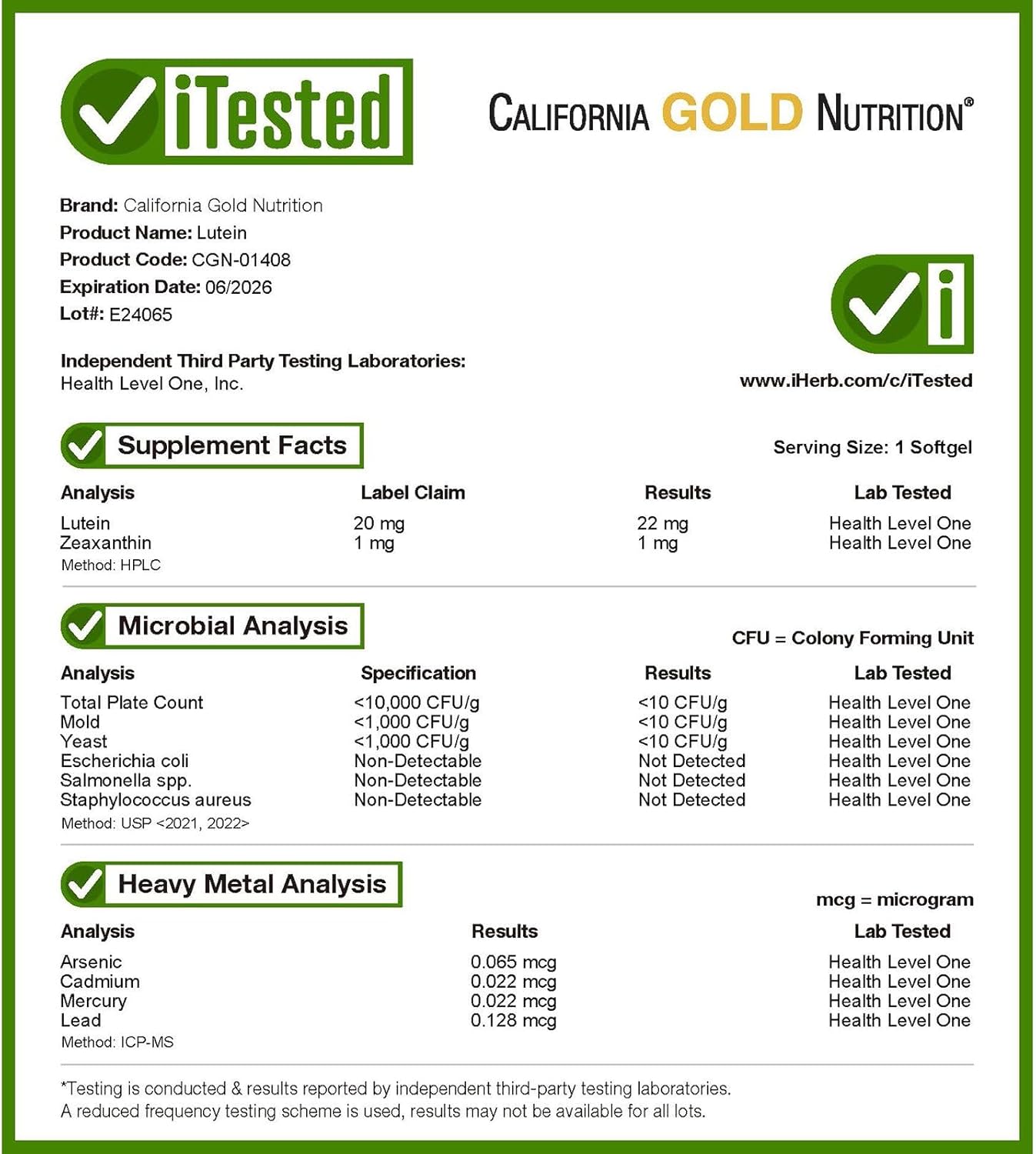 California Gold Nutrition Lutein with Zeaxanthin from Marigold Extract, 60 Veggie Softgels