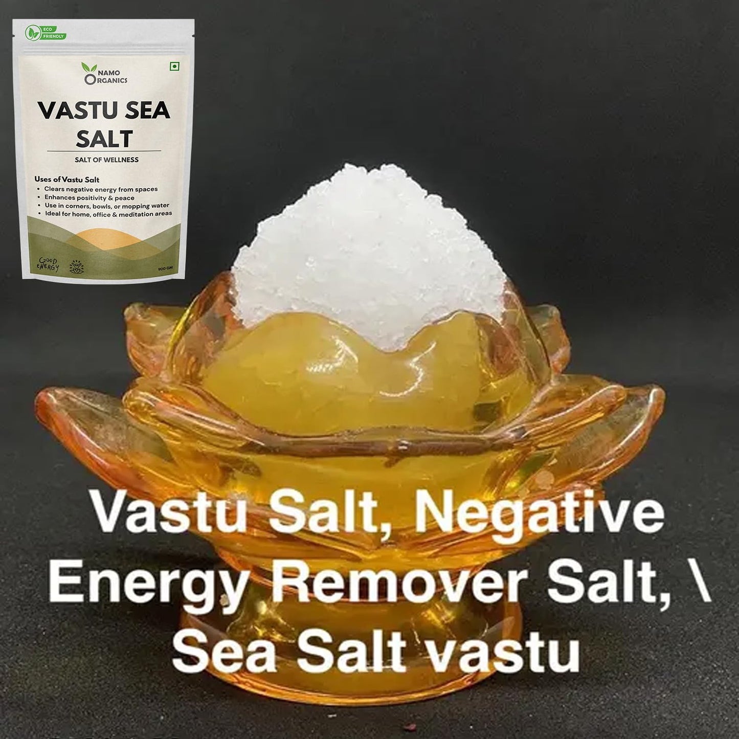 namoorganics PURE VASTU SALT - 900g - to Remove Negative Energy | Sea Salt for Vastu (Energised) | Used for Home, Bathroom, Nazar Dosh, Floor Cleaning | Brings Positive Energy