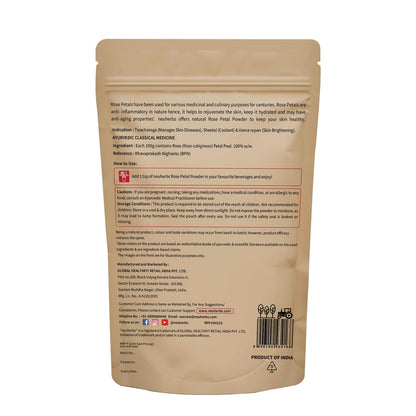 Neuherbs Rose Petal Powder - 100g | Antioxidant Support To Revitalize Skin Health | 100% Pure & Natural | Rose Powder for Face Mask, Tanning & Glowing Skin.