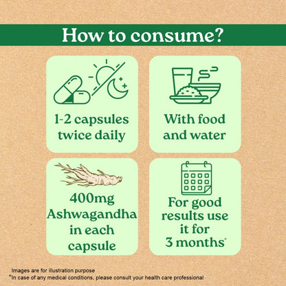 A TATA Product - Organic India Pure Ashwagandha Root Capsules - 60 Veg Caps (400mg), For Vitality & Relieves Stress, Naturally Boosts Energy & Stamina, Improves Immune System, GMP & NPOP Certified