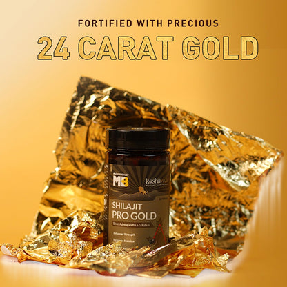 MuscleBlaze Koshaveda Shilajit Pro Gold by (60 Tablets) | Fortified with 24 Carat Gold, Shilajit, Ashwagandha & Gokshura | For Strength, Stamina & Recovery