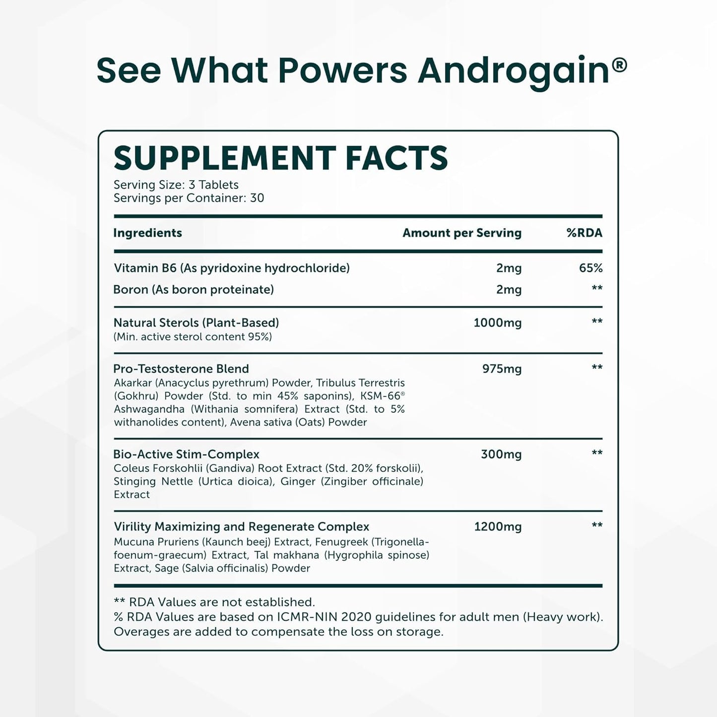 Plant Based Natural Anabolic Activator Gainer Supplement for Strength & Energy | Nutraceutical Supplement for Volume & Strength Training | Muscle Builder - (90Tablets, 30 Servings)