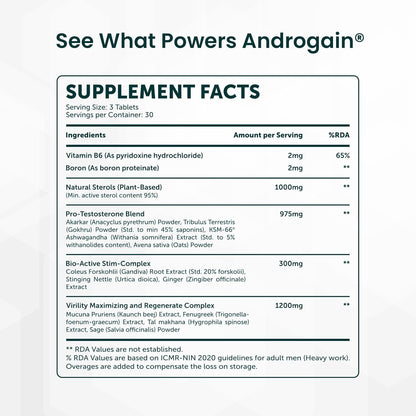 Plant Based Natural Anabolic Activator Gainer Supplement for Strength & Energy | Nutraceutical Supplement for Volume & Strength Training | Muscle Builder - (90Tablets, 30 Servings)