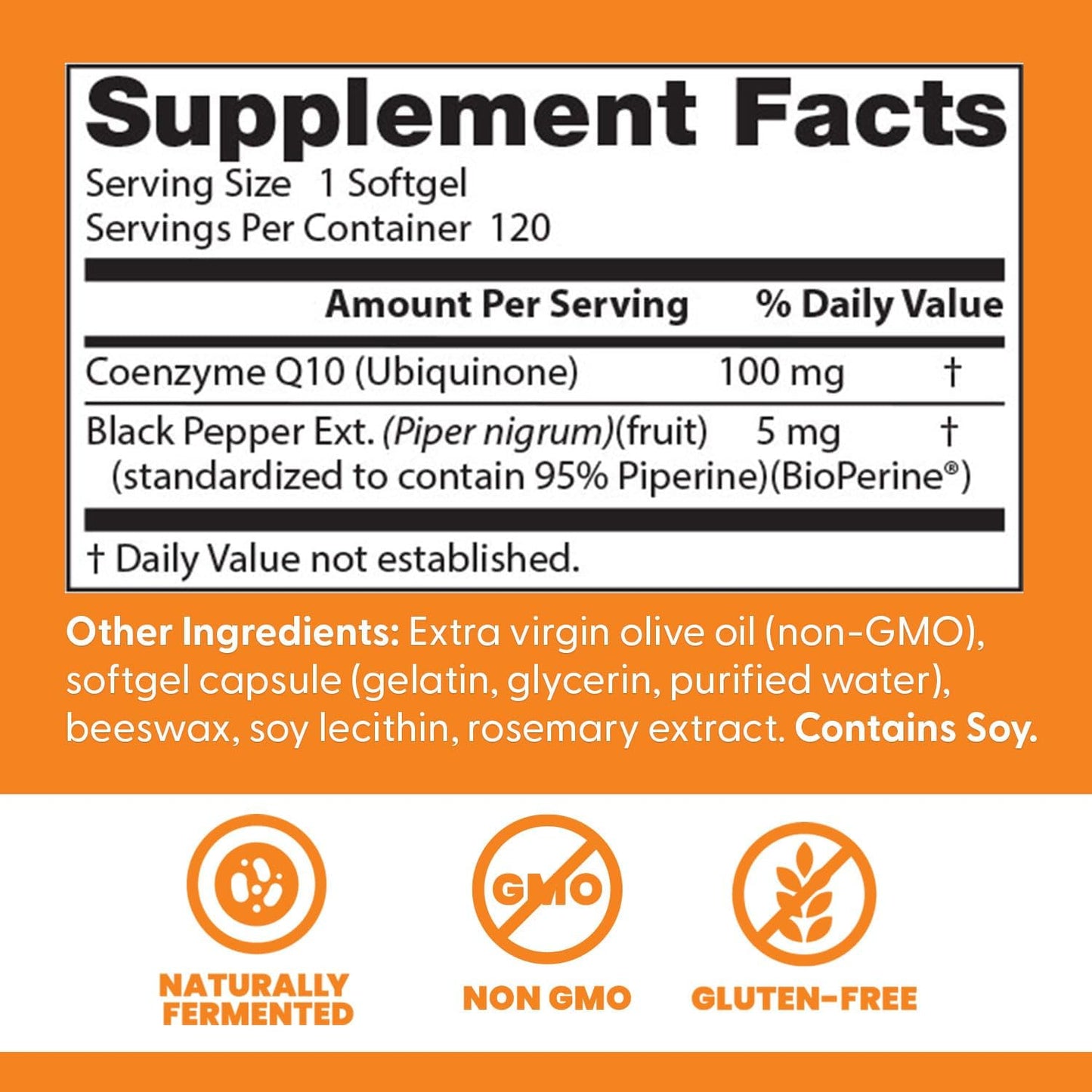 Doctor's Best High Absorption CoQ10 with BioPerine Supplement - Coenzyme Q10 Softgels for Heart Health & Antioxidant Support, Naturally Fermented CoQ10 100mg for Women & Men, Non GMO - 120 Softgels