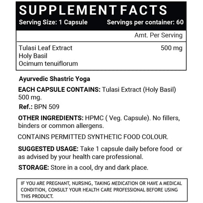 INLIFE Tulsi (Tulasi) Extract Capsules | Holy Basil | Pure Herbal Supplement | Natural Respiratory Wellness, 500mg â€“ 60 Vegetarian Capsules (Pack of 1, 60)