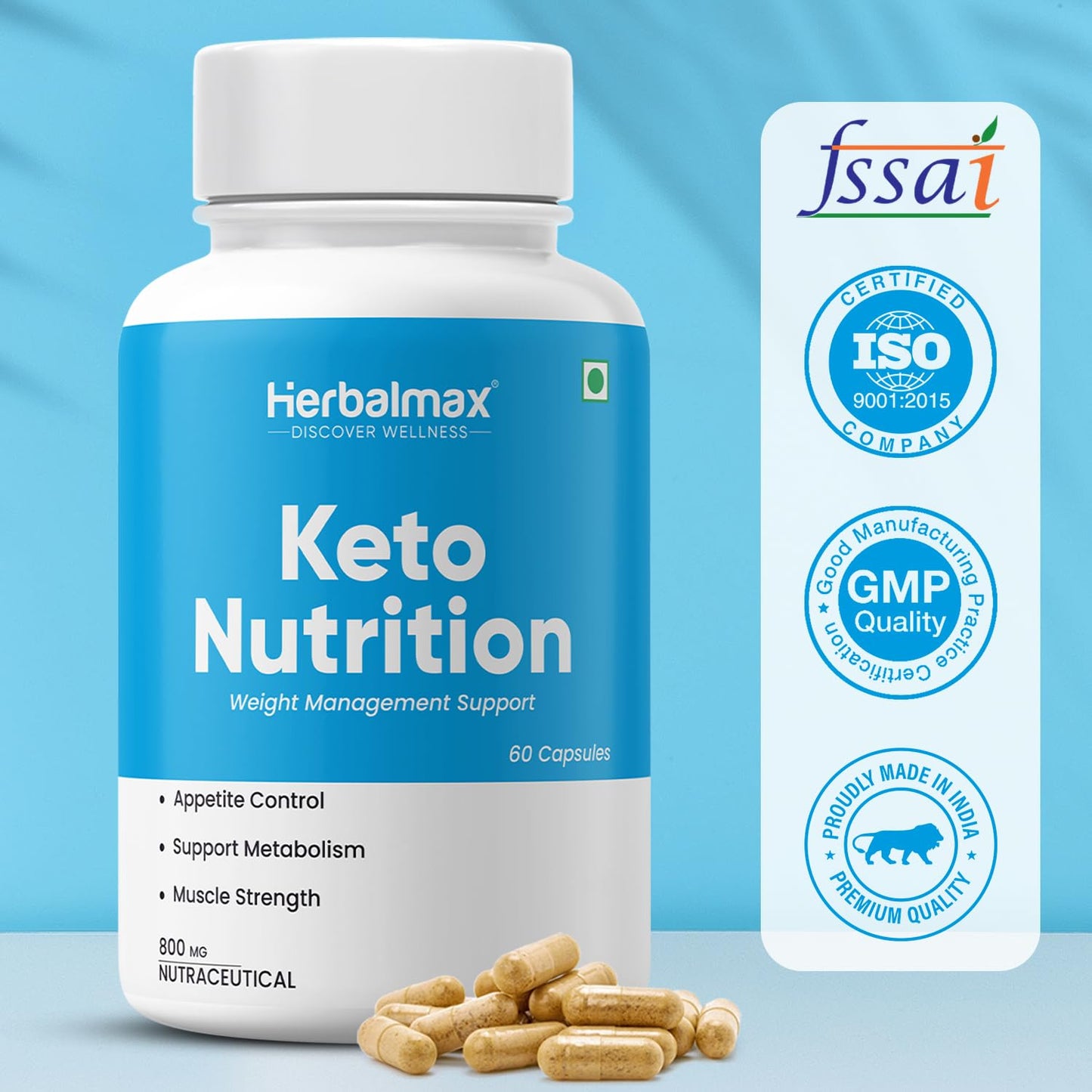 Herbal Max Keto Nutrition Weight Management | Supports Effective Weight Loss, Fat Burning, Belly Fat Reduction, Ketosis & Energy Boost â€“ 60 Veg Capsules | For Men & Women