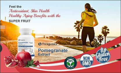 Trexgenics POMEGRANATE (Bioactive 40% Ellagic acid) Seed Extract 500 mg Antioxidant, Skin Care, Blood circulation, Cardiovascular Health Support (60 Veg capsules)