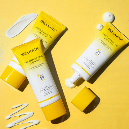 BELLAVITA Sunscreen SPF 50, Mood Enhancing Sunscreen, PA++++, Non-Greasy, No White Cast | Broad Spectrum & UVA+UVB Protection | For Men & Women- 50 ML