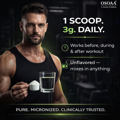OSOAA 100% Creapure from Germany, Micronized Creatine Monohydrate Powder - 250g | 3g Creatine/Serving | Pre/Post Workout Supplement for Muscle Repair & Recovery | Supports Athletic Performance & Power