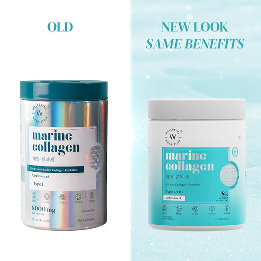 Wellbeing Nutrition Pure Korean Marine Collagen Supplements for Women & Men, 200g | Hydrolyzed Collagen Powder and Amino Acids | Supports Healthy Skin, Hair, Nails, Bone & Joint | Unflavored