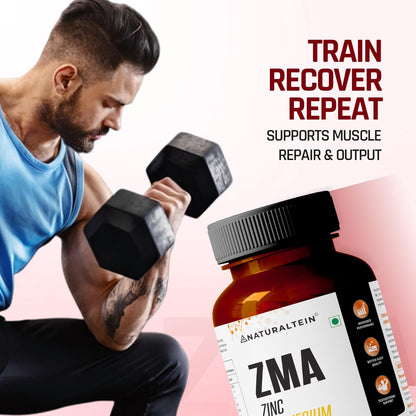 NATURALTEIN ZMA Tablets â€“ Zinc Magnesium Vitamin B6 Supplement | 30 Veg Tablets | Sports Recovery & Daily Performance | Muscle Strength, Better Sleep & Faster Recovery