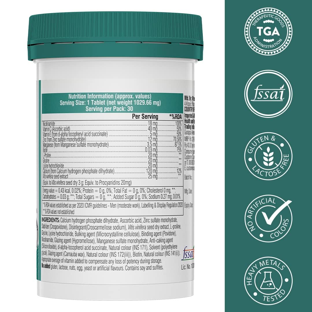 Swisse Vegan Collagen Builder with Biotin & Vitamin C, Supports Natural Collagen Formation & Skin Regeneration (Vegan Certified) - 30 Tablets (For Both Men & Women) Australiaâ€™s No.1 Beauty Nutrition Brand