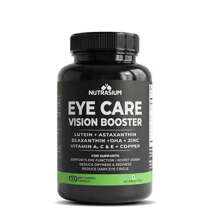 Nutrasium Eye Care | Lutein, Zeaxanthin Astaxanthin Eye Supplement | Supports Healthy Vision, Helps Reduce Digital Eye Strain & Fatigue from High Screen Time for Men, Women & Students (120-Capsules)