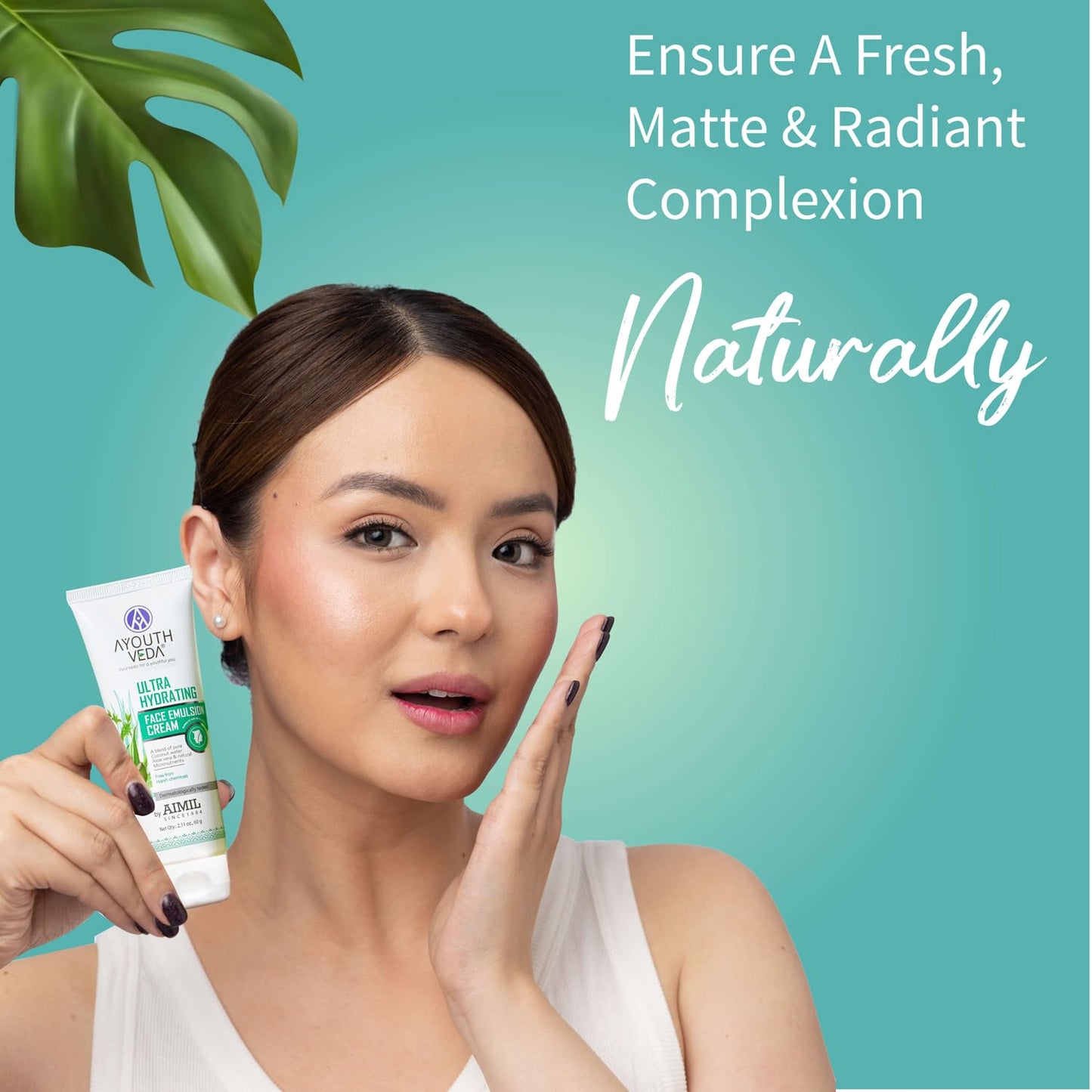 Ayouthveda Ultra Hydrating Face Emulsion Cream | Natureâ€™s Goodness for 24 hours Hydration | Moisturizes, Tones, and Brightens Skin | Prevent Dark spots, Blackheads and Blemishes | With Coconut Water, Aloe Vera, and Green Tea - (Pack Of 1; 60G)