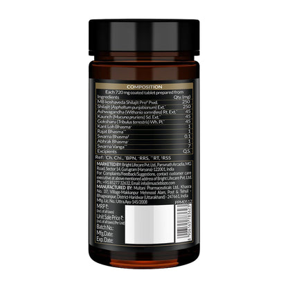 MuscleBlaze Koshaveda Shilajit Pro Gold by (60 Tablets) | Fortified with 24 Carat Gold, Shilajit, Ashwagandha & Gokshura | For Strength, Stamina & Recovery