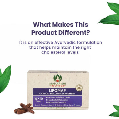 Maharishi Ayurveda Lipomap | Ayurvedic Medicine for Cholesterol Management| Highly Effective Herbs | Assists in managing daily stress | 40 Tablets