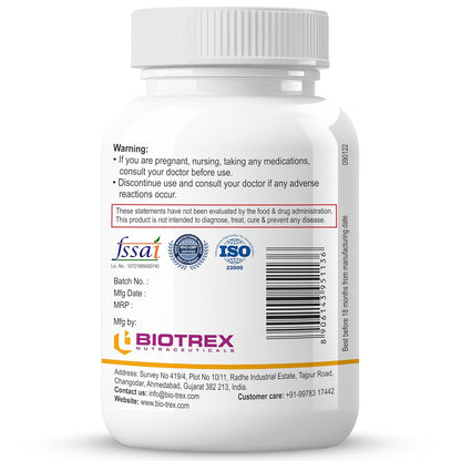 Biotrex Nutraceuticals Astragalus 500mg Supplement | Heart & Kidney Health | Immunity Booster & Adaptogen | Antioxidant | Enhances Strength & Atheletic Performance | 60 Veg Capsules