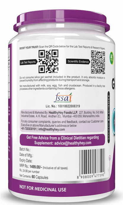 HealthyHey Nutrition Glucosamine HCL + Boswellia - Support Joint Health -60 capsules (Pack of 1)