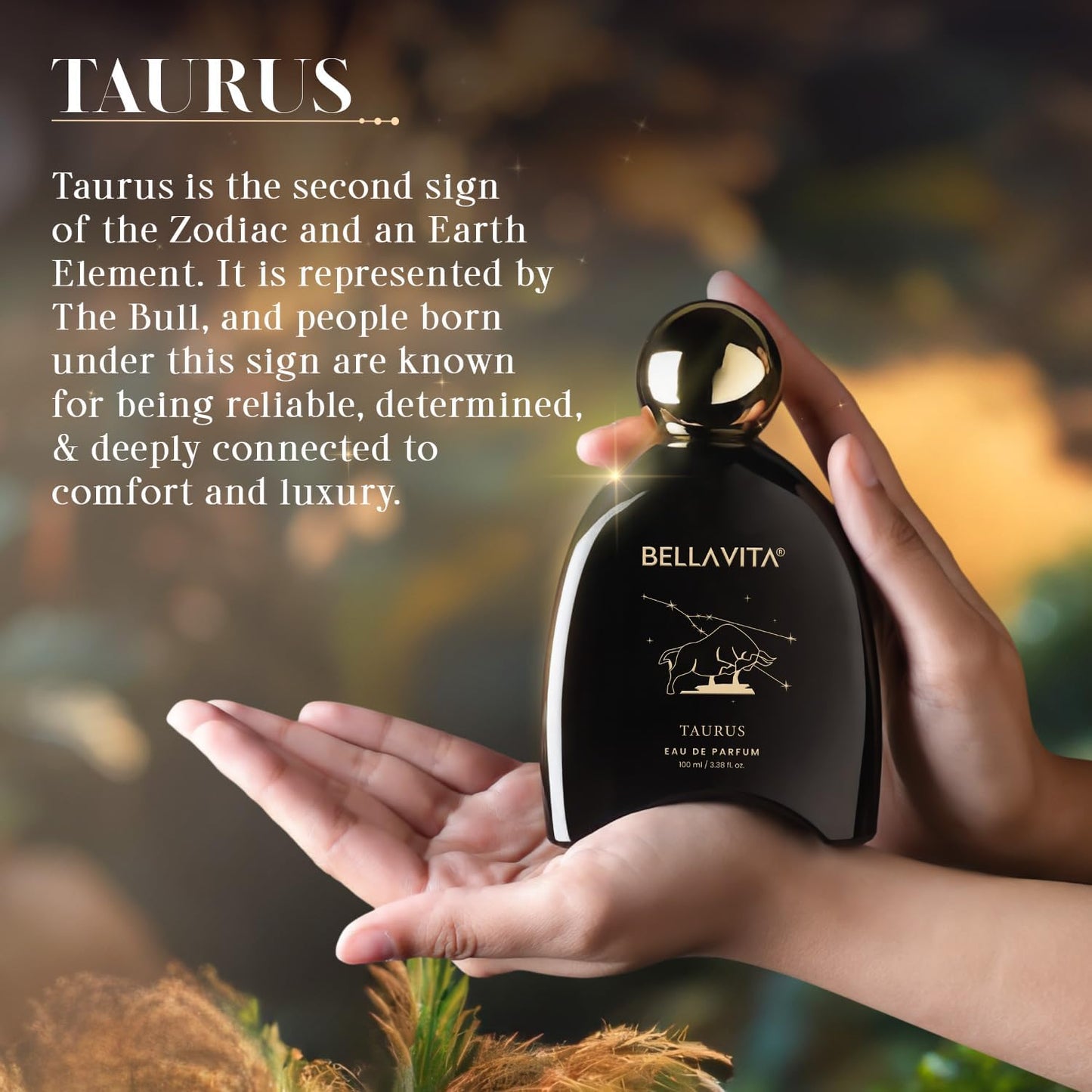 BELLAVITA Zodiac Collection Taurus | Long Lasting Perfume for Man and Woman | EDP 100ml | Pink pepper, Rose and Raspberry | Spicy, Woody Premium Unisex Fragrance for Men and Women