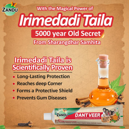 Zandu Dantveer, 200g, USAâ€™s 1st Ayurvedic toothpaste with Irimedadi oil | Scientifically proven formula |Fights 9 dental problems