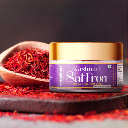 Herbal Max Original Kashmiri Mongra Saffron (A+++ Grade) | 100% Pure Natural & Untouched | Rich Aroma & Flavor for Pregnant Women, Biryani, Cooking, Beauty & Sweets | 0.5g