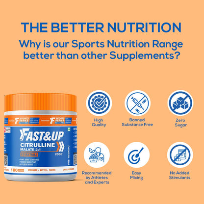 Fast&Up Citrulline (100 Servings) Citrulline Malate to Enhance Muscle Pump, Sustain Longer Workouts & Boost Recovery (Unflavored,Pack of 200 gm Powder)