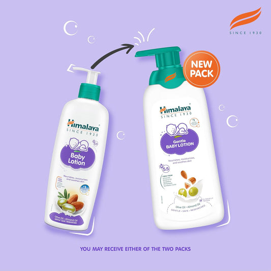 Himalaya Gentle Baby Lotion 400ml with Almond oil, Olive oil, Country Mallow | No.1 Doctor-Prescribed Brand |pH 5.5 formulation | Nourishes and moisturizes your baby's skin | Safe for Newborns