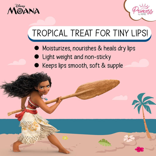 RENEE Princess By Disney Moana Beachy Peachy Lip Balm,For Smooth,Nourished &Deep Moisture Lips,Lightweight &Long-Lasting,Soft Peach Tint,Vitamin E,Shea Butter &Sweet Almond Oil Infused,4.5Gm Pack of 1
