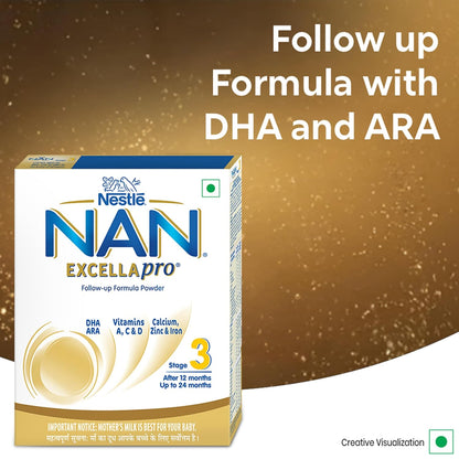 NestlÃ© NAN EXCELLAPRO Nan Stage 3 Follow-Up Formula Milk Powder For Babies, 12-24 months, With DHA, ARA, 400g Pouch in Box