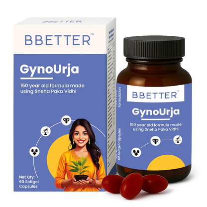 BBETTER GynoUrja Womenâ€™s Wellness | Ayurvedic Shatavari Softgels for Hormonal Balance, Menstrual Cycle & Urinary Health | Natural Supplement â€“ 60 Softgels