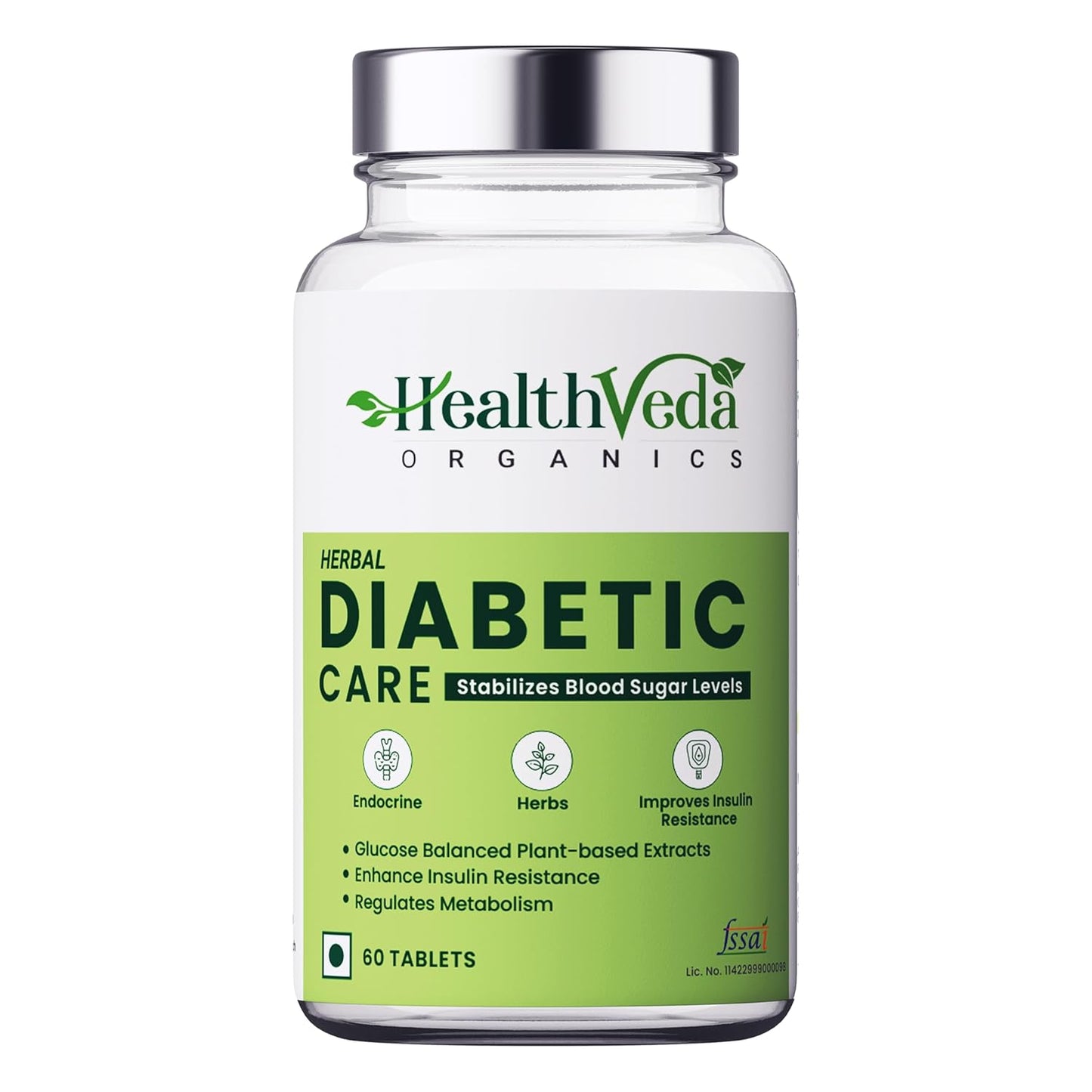 HEALTH VEDA ORGANICS PRIVATE LIMITED Diabetic Care Supplements with Karela, Gudmar, Jamun I 60 Veg Tablets I Manages Blood Sugar Levels I For Both Men & Women
