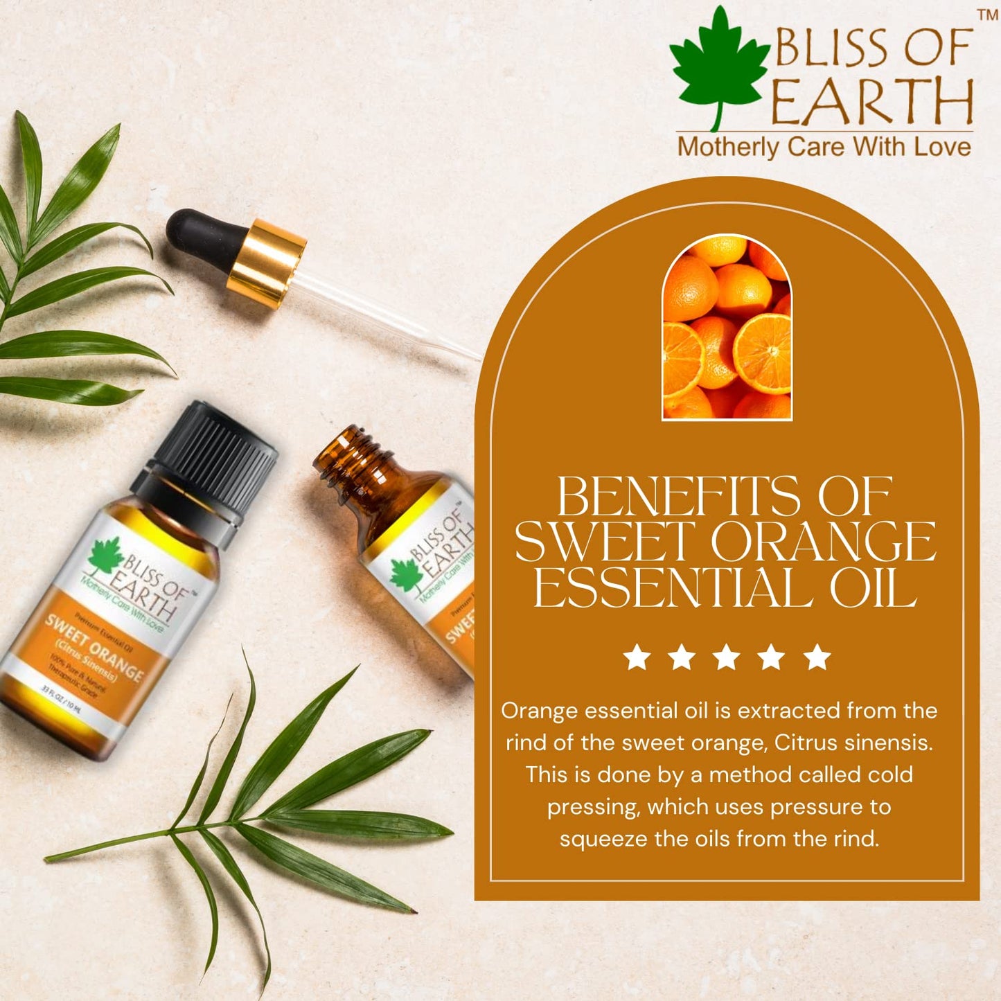 Bliss of earth 100% Pure SWEET ORANGE Essential Oil 10 ML Bottle Therapeutic Grade Essential Oils Ideal For Aromatherapy