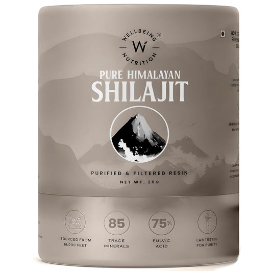 Wellbeing Nutrition Pure & Natural Himalayan Shilajit Original Resin 20g for Strength, Stamina & Performance | Shilajit Resin for Men & Women with 75% Fulvic Acid & 85 Trace Minerals | Lab Tested