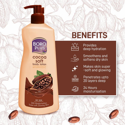 BOROPLUS Boro Plus Cocoa Soft Body Lotion For Skin Combination, 400 Ml, 1 Count