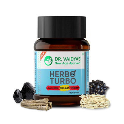 Dr. Vaidyaâ€™s Herbo24Turbo Capsules | Supports Vitality | For Strength, Stamina & Power | Shuddha Shilajit, Safed Musli | Sugar Free | Pure Ayurvedic Extracts | 30 capsules