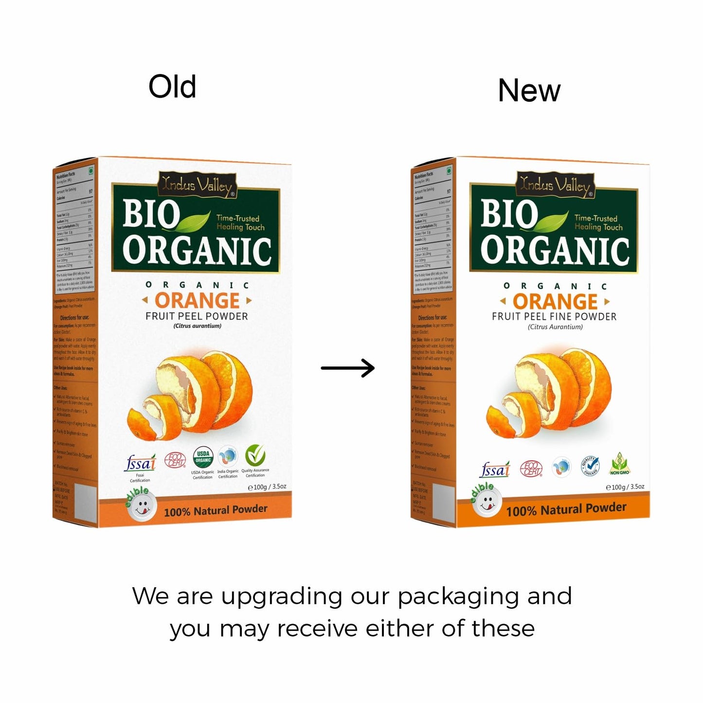 Indus Valley Bio Organic Orange Peel Fine Powder, Pure Natural & Organic for Skin Lightening Face Pack, Vitamin C and Antioxidants Add Glow - 100g