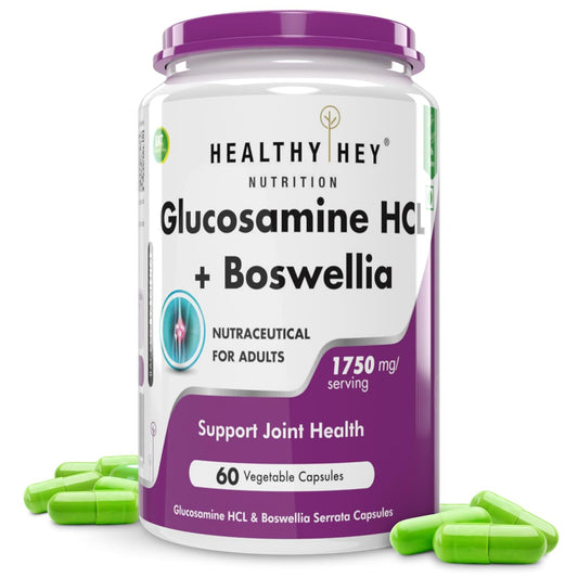 HealthyHey Nutrition Glucosamine HCL + Boswellia - Support Joint Health -60 capsules (Pack of 1)