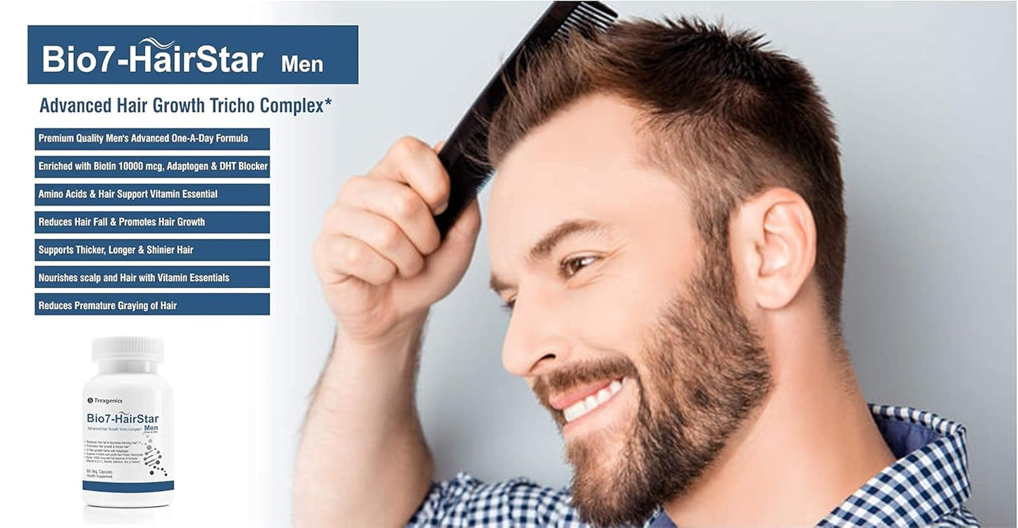 TrexgenicsÂ® BIO7-HAIRSTAR MEN Advanced Hair Support Tricho Complex ONE-A-DAY Formula (60 Veg. Capsules) (Pack of 1)