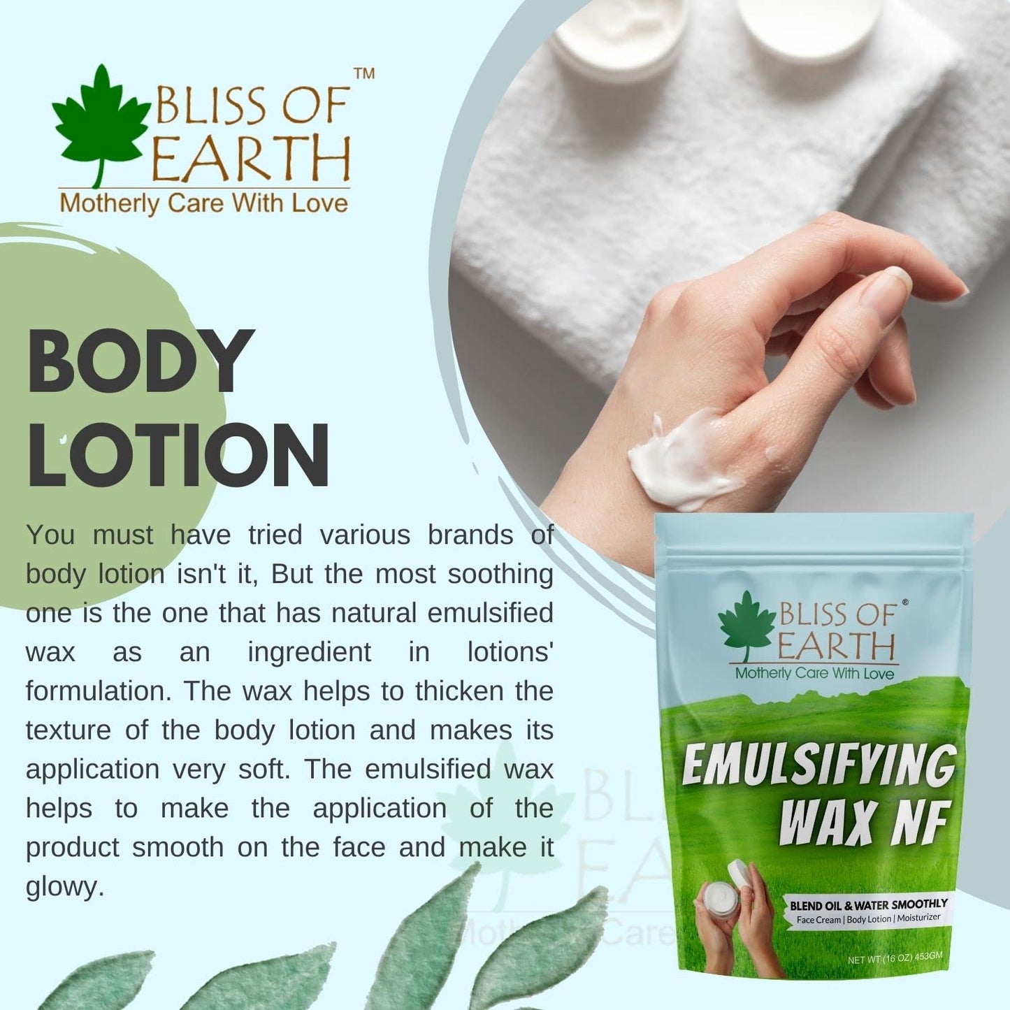 Bliss of Earth Emulsifying Wax NF Cosmetic Grade Wax Best for Thickening Soap, Lotion, Body Moisturizer & DIY Products 453gm