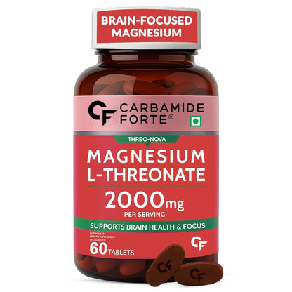 Carbamide Forte L Threonate 2000mg Per Serving | Magnesium Supplement for Memory, Focus & Better Sleep â€“ 60 Veg Magnesium Tablets