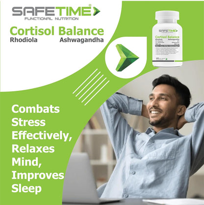 CORTISOL BALANCE Bioactive Rhodiola & Ashwagandha Stress, Focus, Energy VO2 Max (60 Veg Capsules) (Pack of 1)
