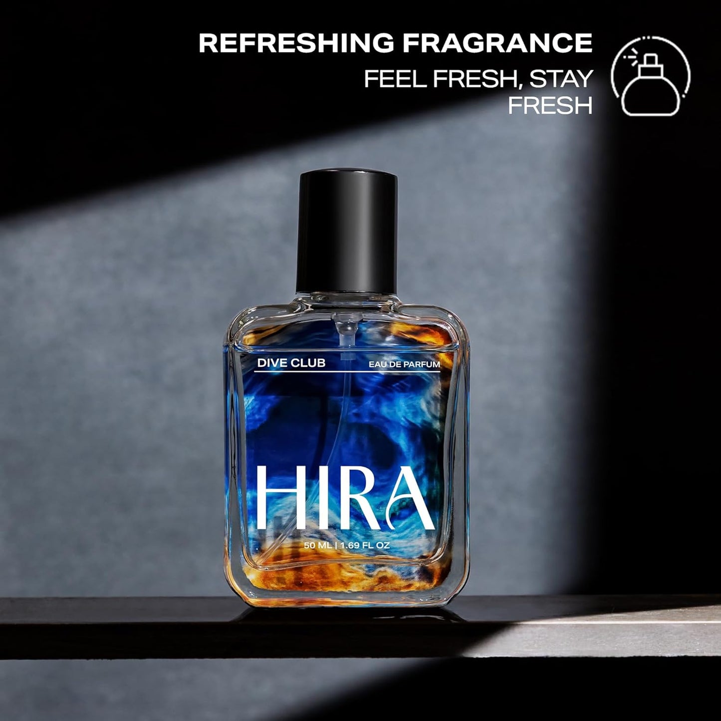 HIRA Dive Club Perfume for Men 50ml | 12 Hours Long Lasting Eau De Parfum Premium Luxury Smell | Best Men Perfume with Woody, Musky & Spicy Scent | Bold Night-Out & Date Night Fragrance | Gifts for Men, boyfriend