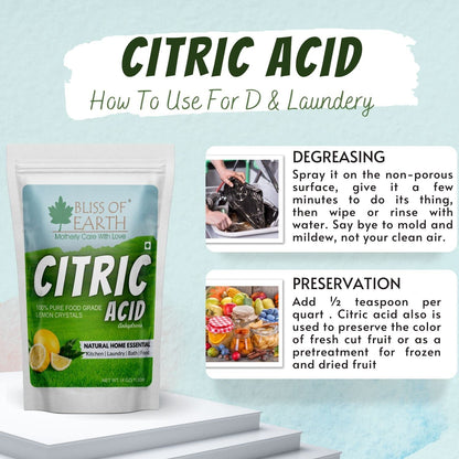 Bliss of Earth Citric Acid Powder For Food 113gm | Anhydrous Lemon Salt For Cleaning Purpose | citric acid powder for cleaning and plant growing