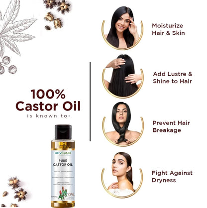 DEVKUND PRESENTED BY NATURE Castor Oil (Arandi Oil) - Premium Cold Pressed for Hair & Skin Care - 100mlCastor Oil (Arandi Oil) - Premium Cold Pressed for Hair & Skin Care - 100ml