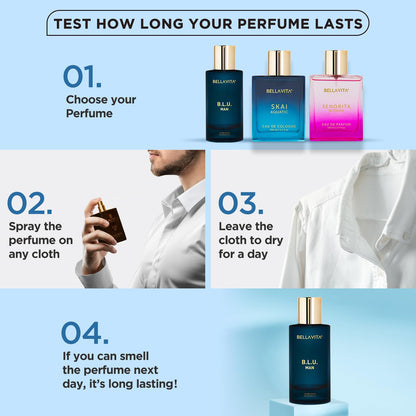 Bella Vita Luxury B.L.U Men Eau De Parfum Liquid Perfume With Lemon, Apple, Musk|Fresh, Refreshing, Energising Long Lasting Edp Fragrance Scent 100Ml