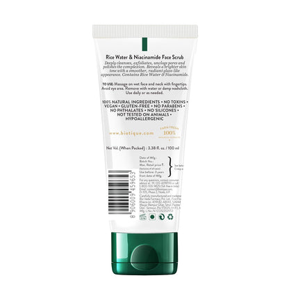 Biotique Rice Water & Niacinamide Deep Cleanse Gel Face Scrub for Smoother, Radiant and Brighter Skin|Glass Skin |Unclogs Pores|For Men & Women- 100ml