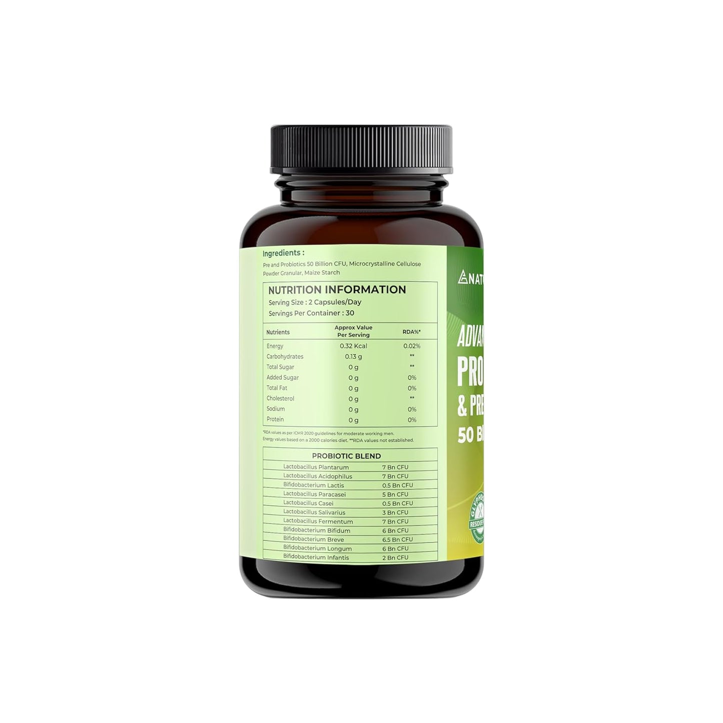 NATURALTEIN Advanced Probiotics & Prebiotics â€“ 50 Billion CFU | 60 Veg Capsules | Supports Gut Flora Balance, Digestion, Immunity & Nutrient Absorption | 9 Strain Probiotic Formula