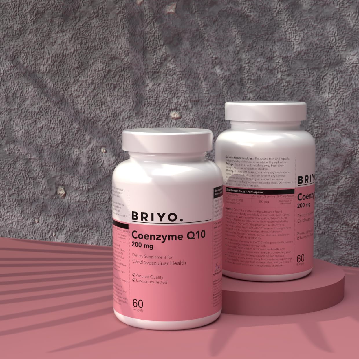 Briyo CoQ10 200 mg Ubiquinone â€“ High Absorption Coenzyme Q10 Supplement for Heart Health, Energy & Antioxidant Support â€“ Naturally Fermented, Gluten-Free â€“ 60 Capsules