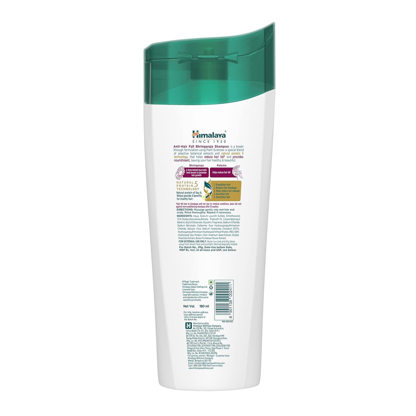 Himalaya Anti-Hair Fall Bhringaraja Shampoo, Reduces Hair Fall, Makes Hair Healthy, With Bhringaraja & Palasha,for men and women, 180ml